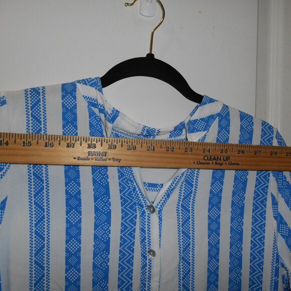 BLUE & WHITE VISCOSE MINI DRESS SWIM COVER RUFFLE HEM BOHO SIZE 5 MADE IN ITALY - Picture 8 of 13